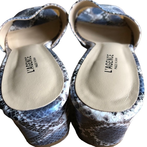 L’ Agence Emiliana Open Toe Mule Blue Snake Print 7.5 - Picture 10 of 12